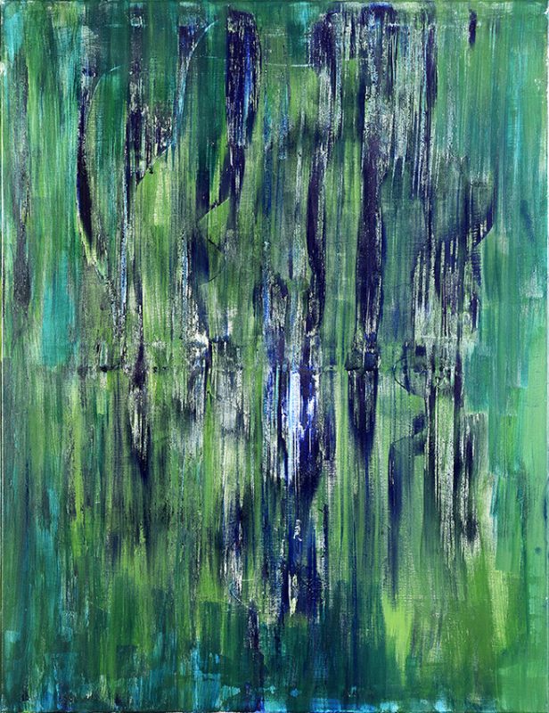 Sous la Canopée — Encre, pigments purs et vernis colle sur toile, 116x89 cm