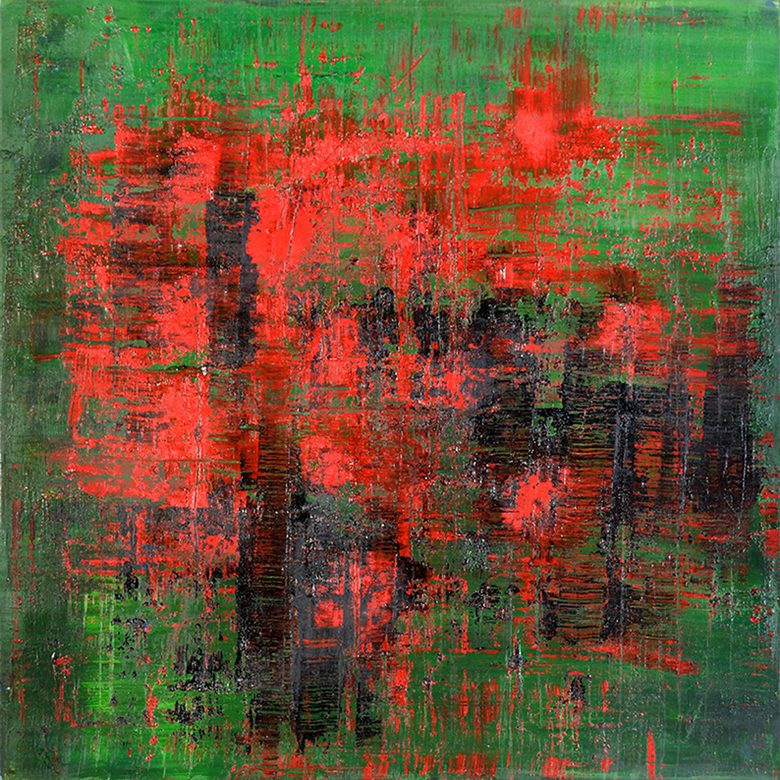Incadescence — Encre, pigments purs et vernis colle sur toile, 80x80 cm