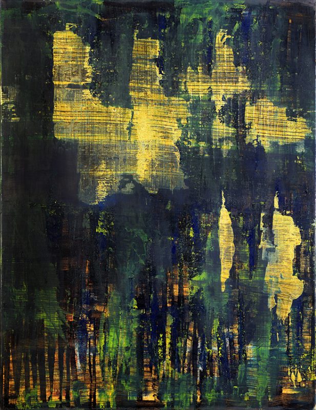 La forêt d'or — Encre, pigments purs sur toile, 116x89 cm