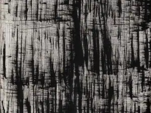 Abstrait moderne avec lignes noires sur fond blanc, œuvre de Catherine Gioria.