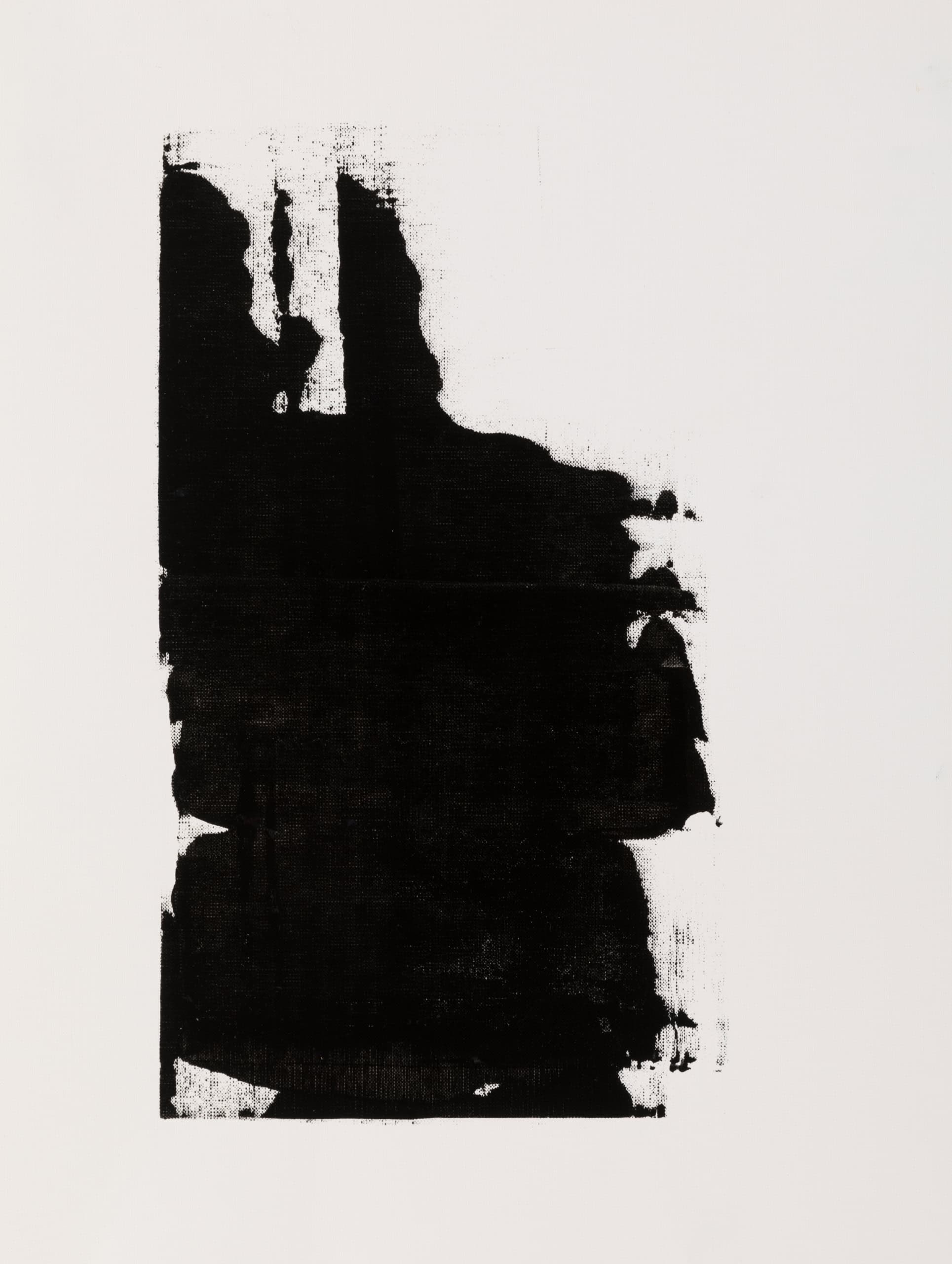 Silhouette abstraite en noir et blanc représentant une œuvre d'art moderne par Catherine Gioria.